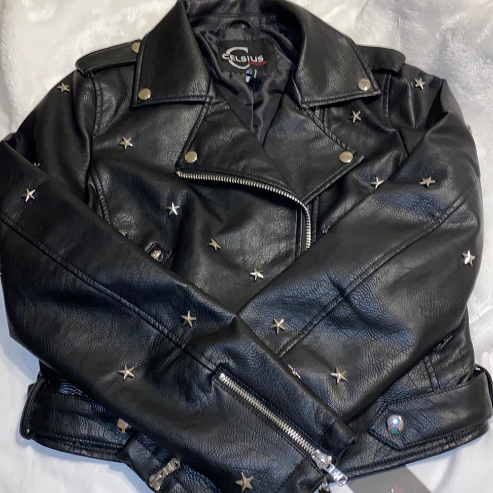 Black faux leather Moto jacket